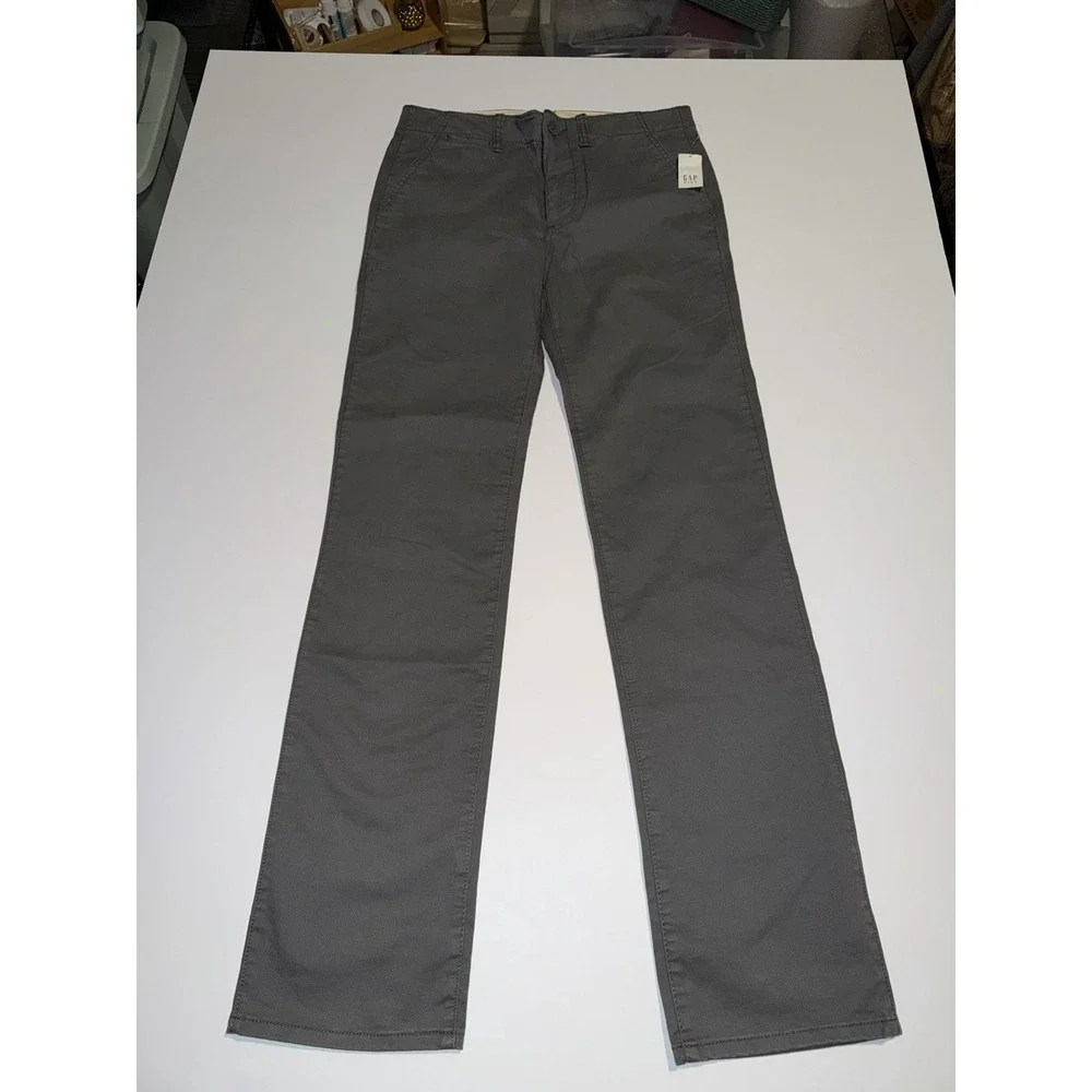 Gap Boys 18 Chino Pants Gray Slim Fit Adjustable Waist Casual Preppy Kids NWT